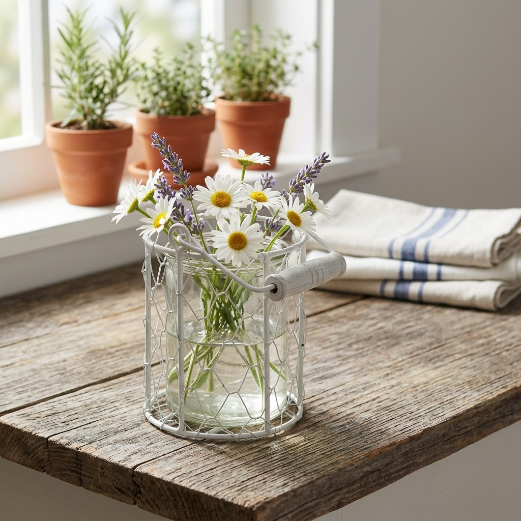 15S001W - Belen Jar & Wire Basket - Round