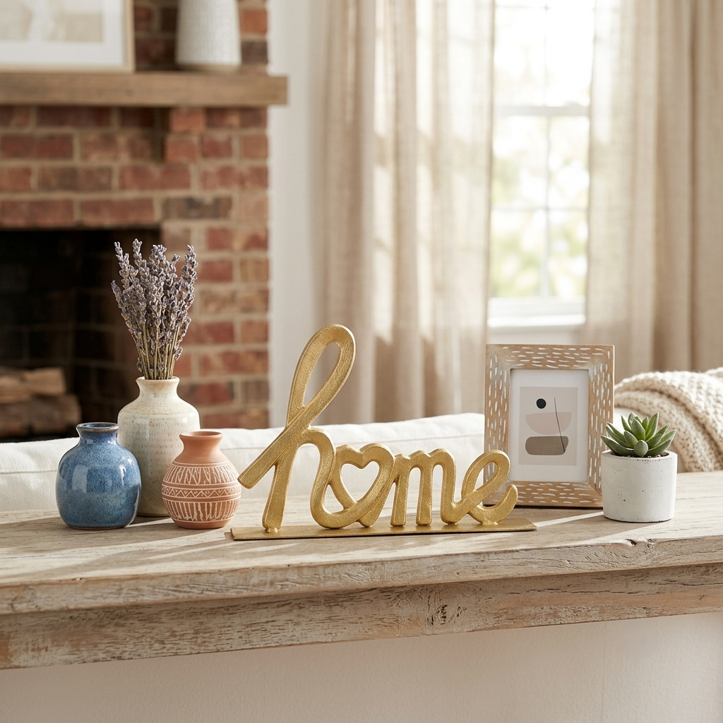 5760GD - Roven Cast Iron Home Sign - Gold