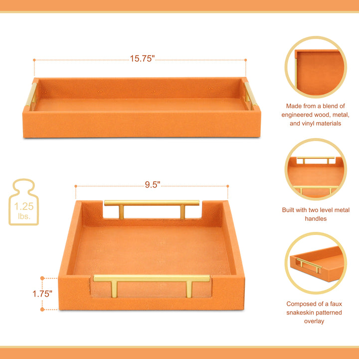 5823OR - Lusan Orange Shagreen Tray