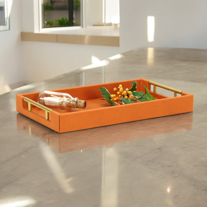 5823OR - Lusan Orange Shagreen Tray