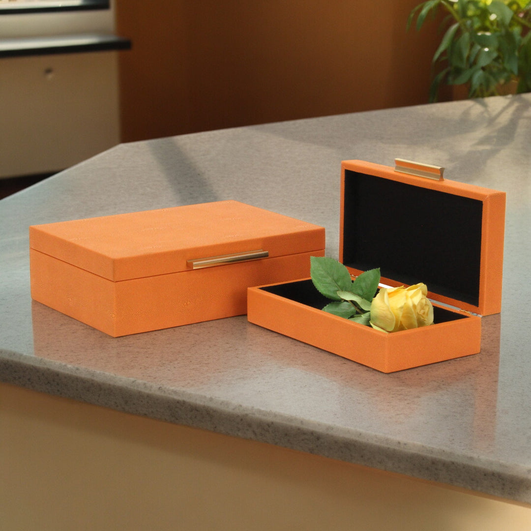 5824-2OR - Lusan Orange Shagreen Boxes