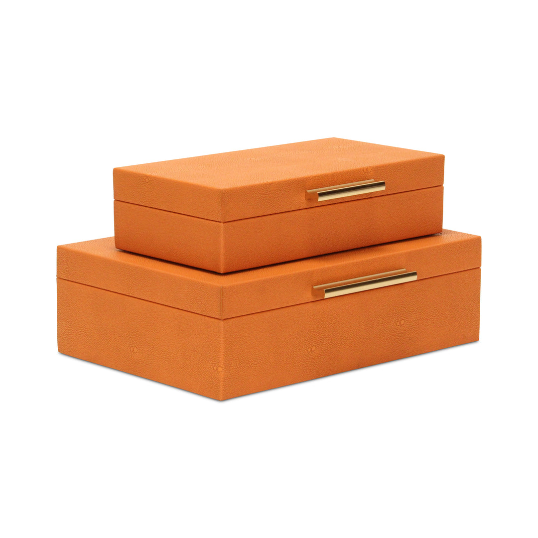 5824-2OR - Lusan Orange Shagreen Boxes