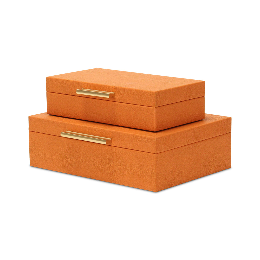 5824-2OR - Lusan Orange Shagreen Boxes