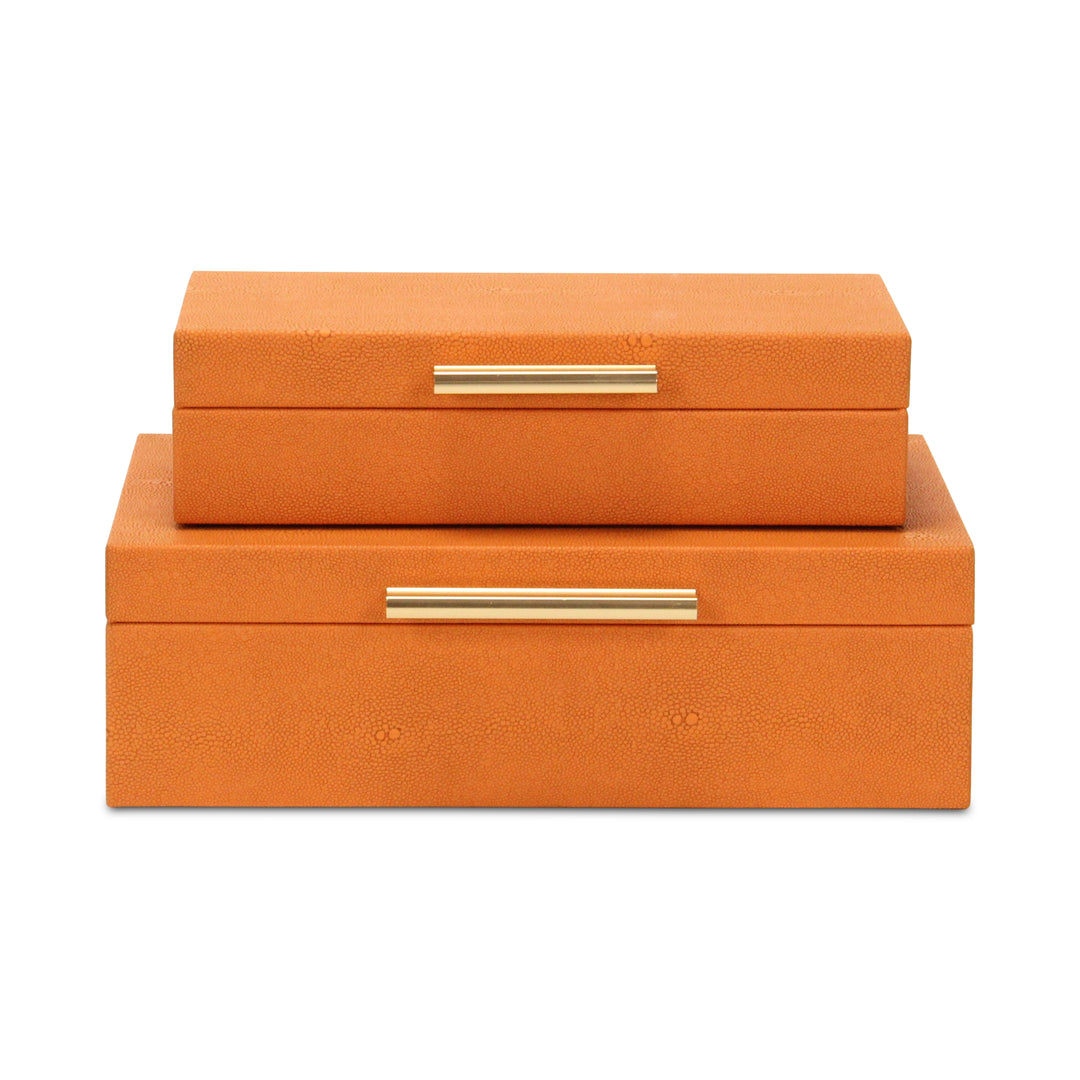 5824-2OR - Lusan Orange Shagreen Boxes