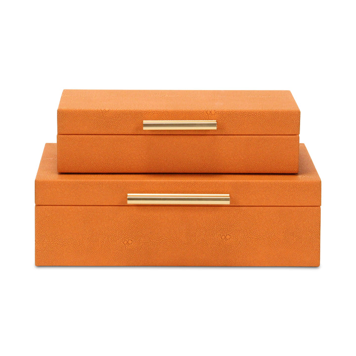 5824-2OR - Lusan Orange Shagreen Boxes