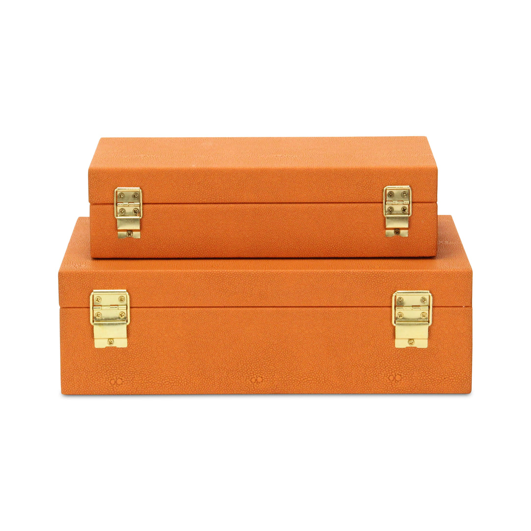 5824-2OR - Lusan Orange Shagreen Boxes