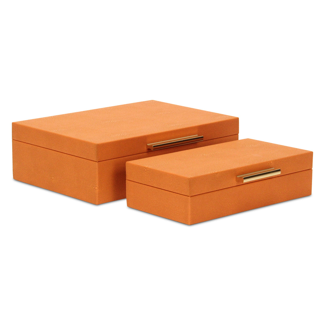 5824-2OR - Lusan Orange Shagreen Boxes