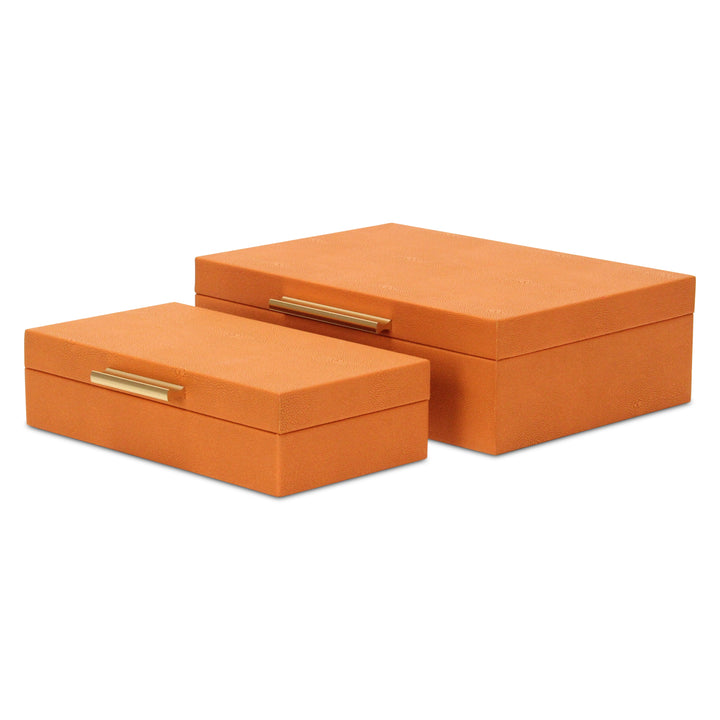 5824-2OR - Lusan Orange Shagreen Boxes