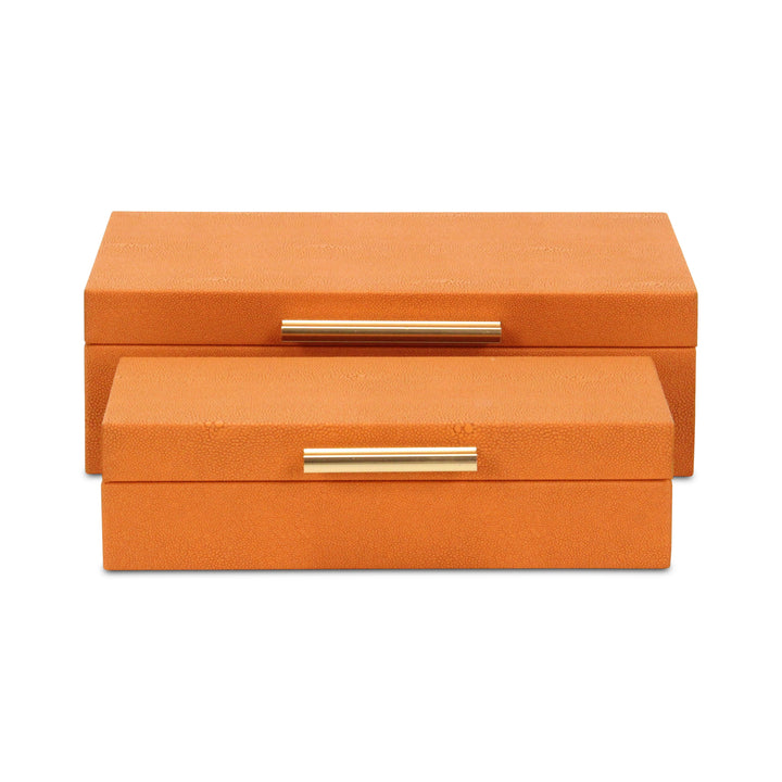 5824-2OR - Lusan Orange Shagreen Boxes