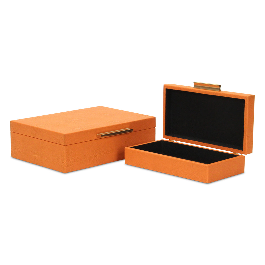 5824-2OR - Lusan Orange Shagreen Boxes