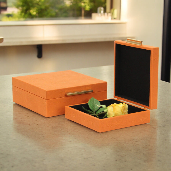 5825-2OR - Lusan Orange Shagreen Boxes