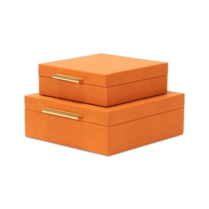 5825-2OR - Lusan Orange Shagreen Boxes