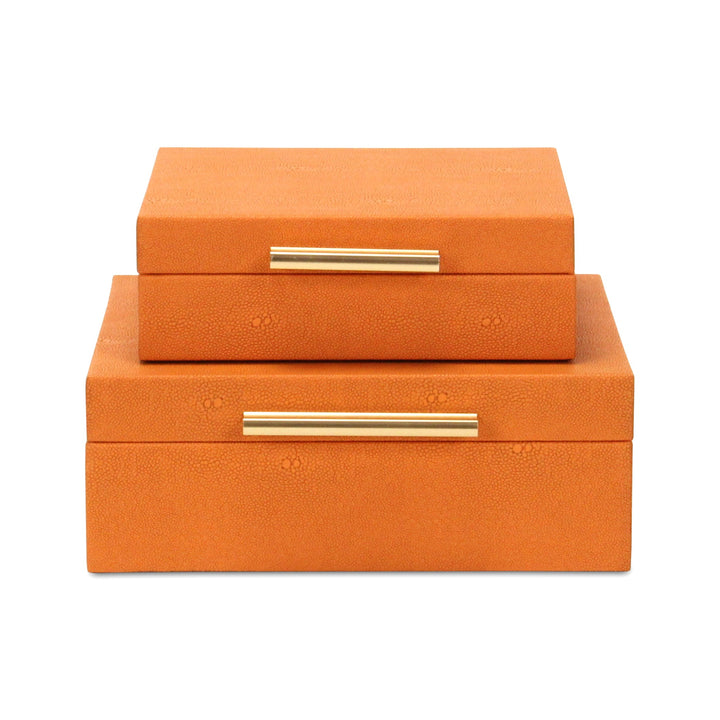 5825-2OR - Lusan Orange Shagreen Boxes