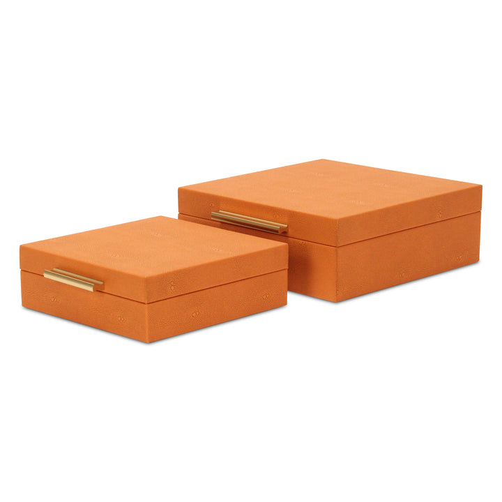 5825-2OR - Lusan Orange Shagreen Boxes