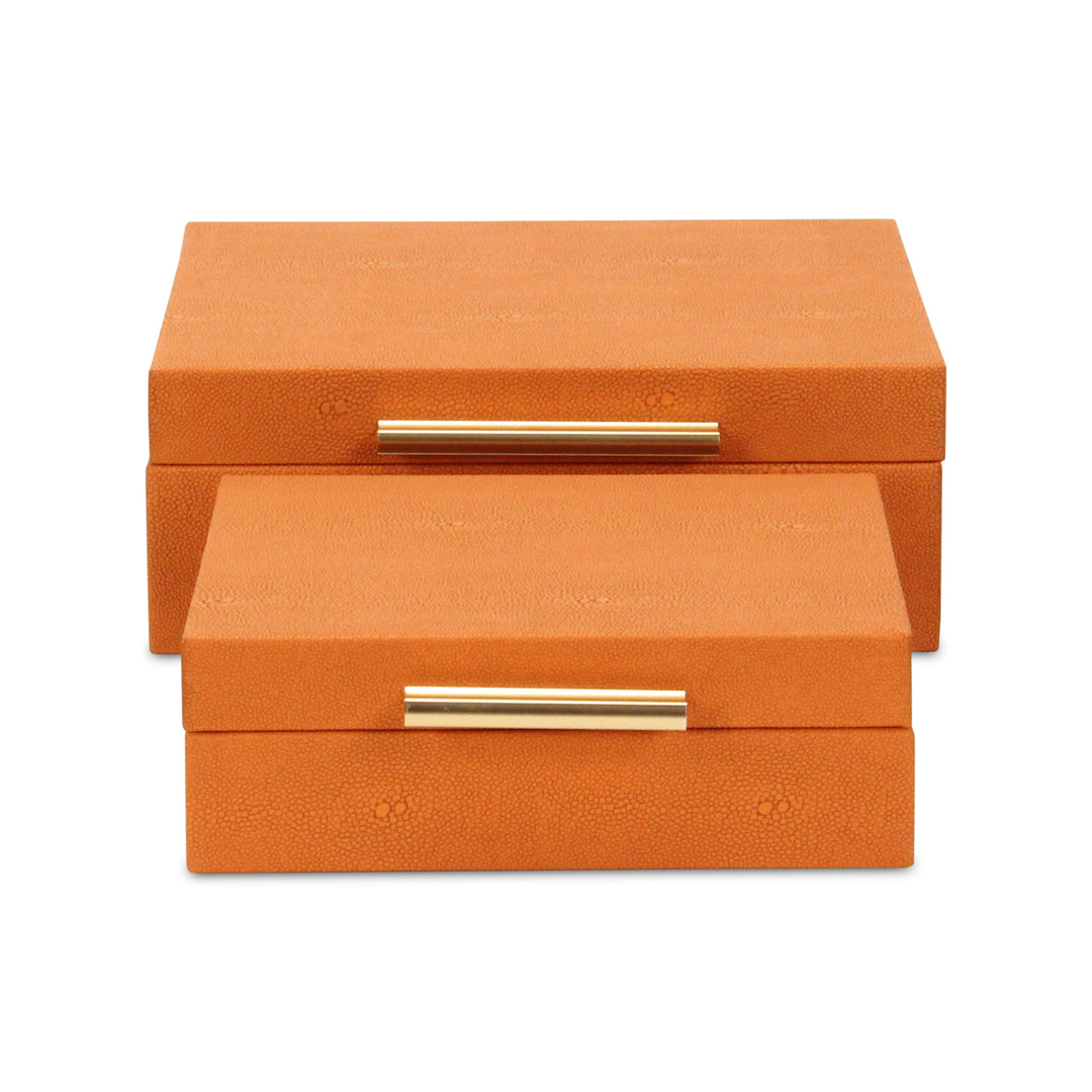 5825-2OR - Lusan Orange Shagreen Boxes