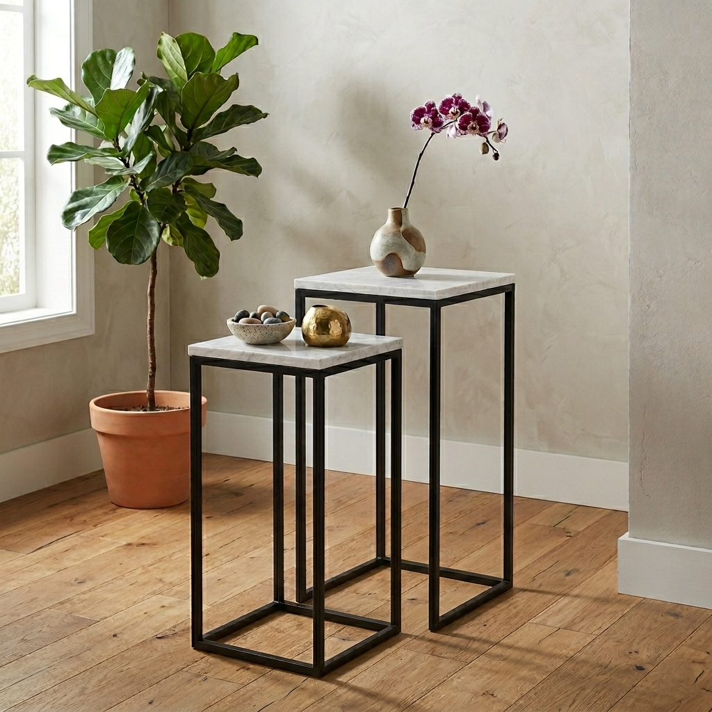 6025-2 - Sarraseau Marble Side Tables