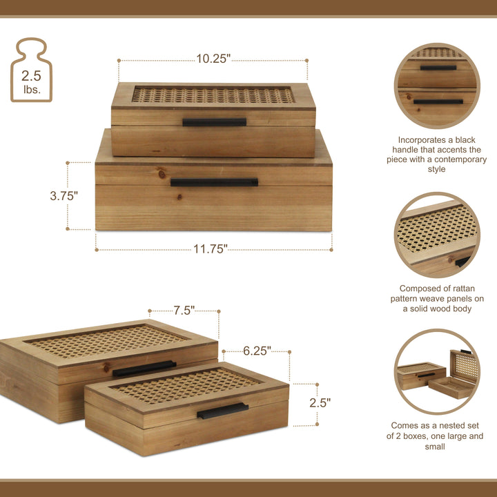 6049-2RT - Baskura Rattan & Wood Box Set