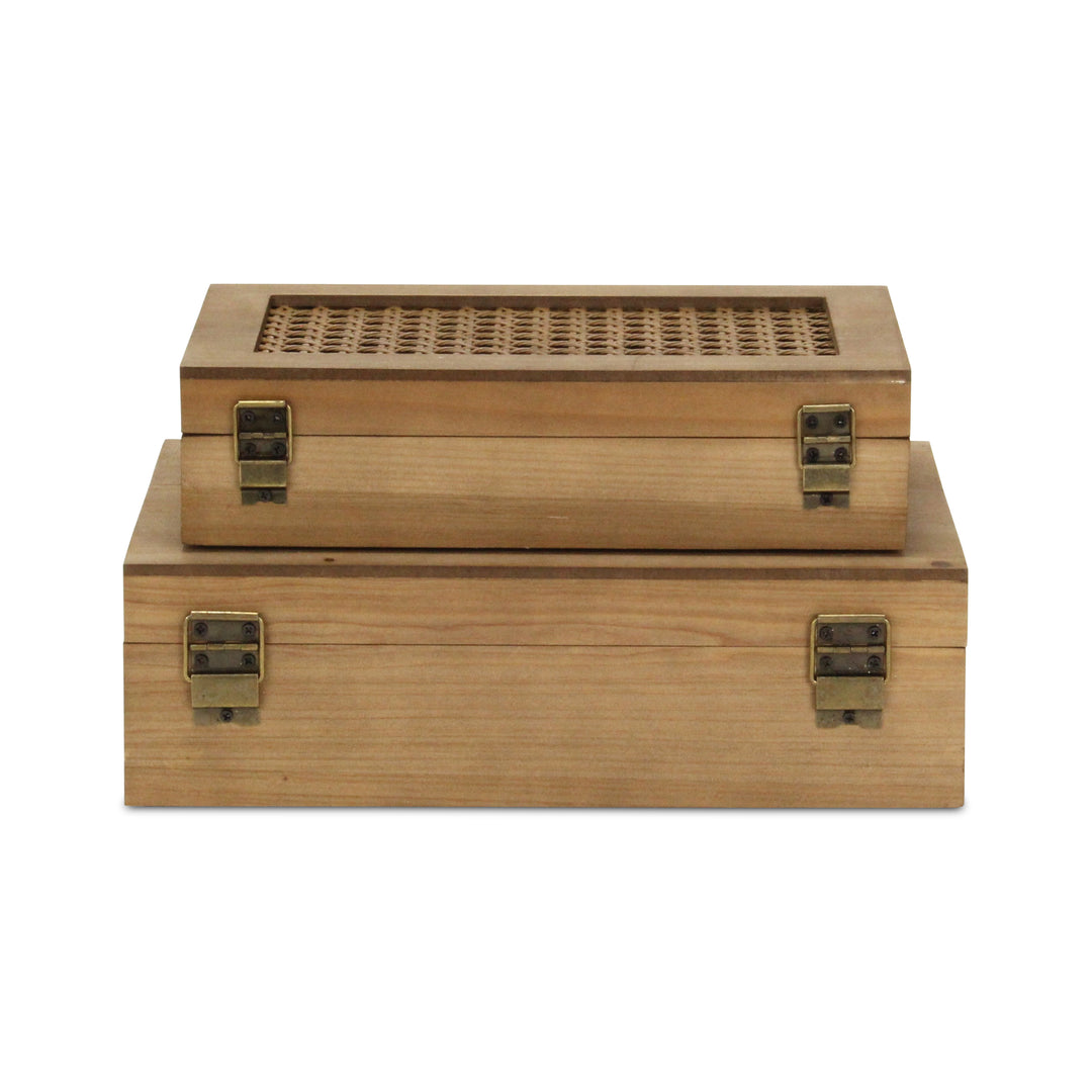 6049-2RT - Baskura Rattan & Wood Box Set