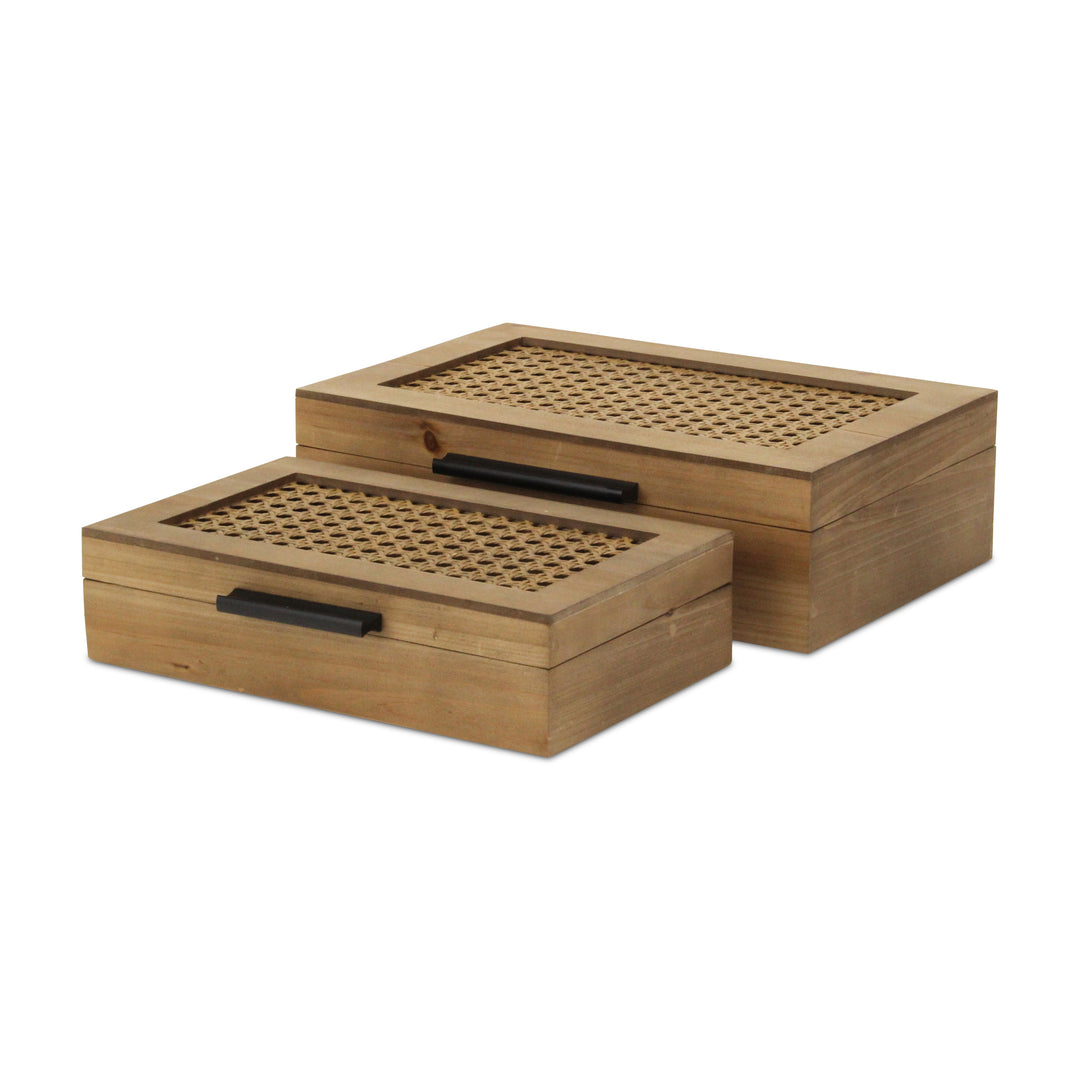 6049-2RT - Baskura Rattan & Wood Box Set