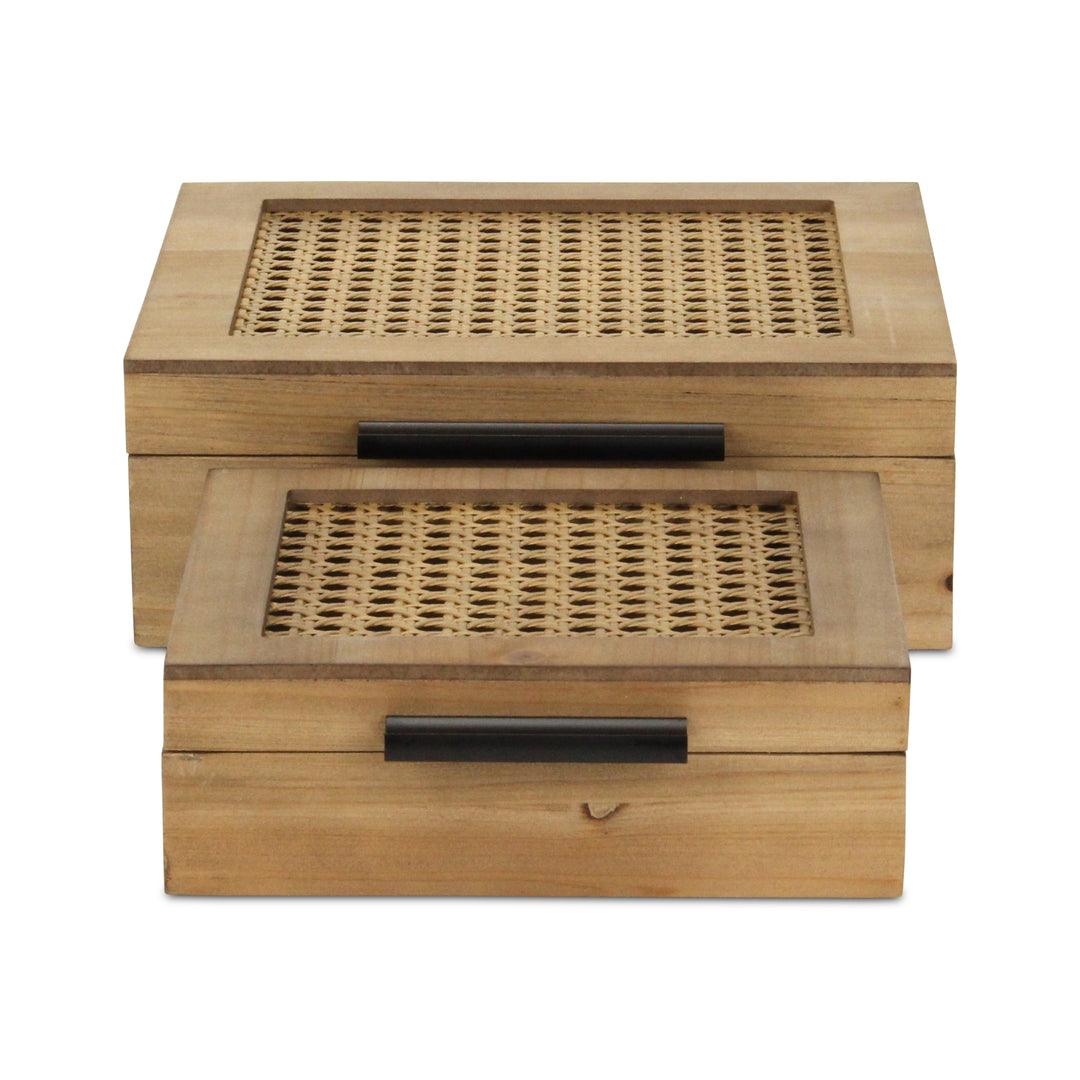 6049-2SQ - Baskura Rattan & Wood Box Set