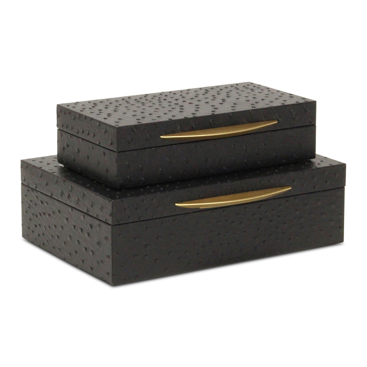 6053-2BKOS - Canorus Ostritch Pattern Box Set - Black