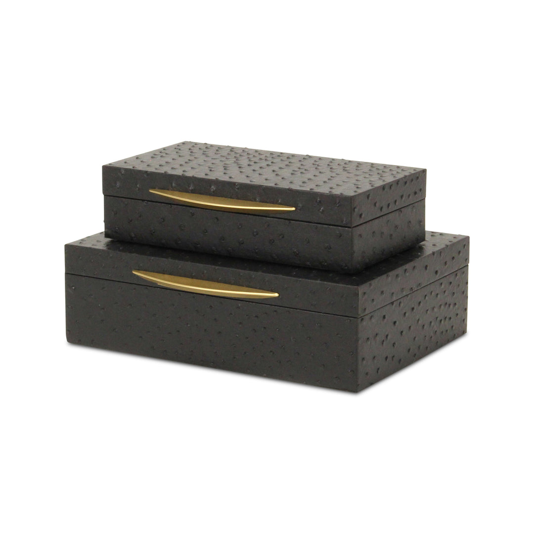 6053-2BKOS - Canorus Ostritch Pattern Box Set - Black