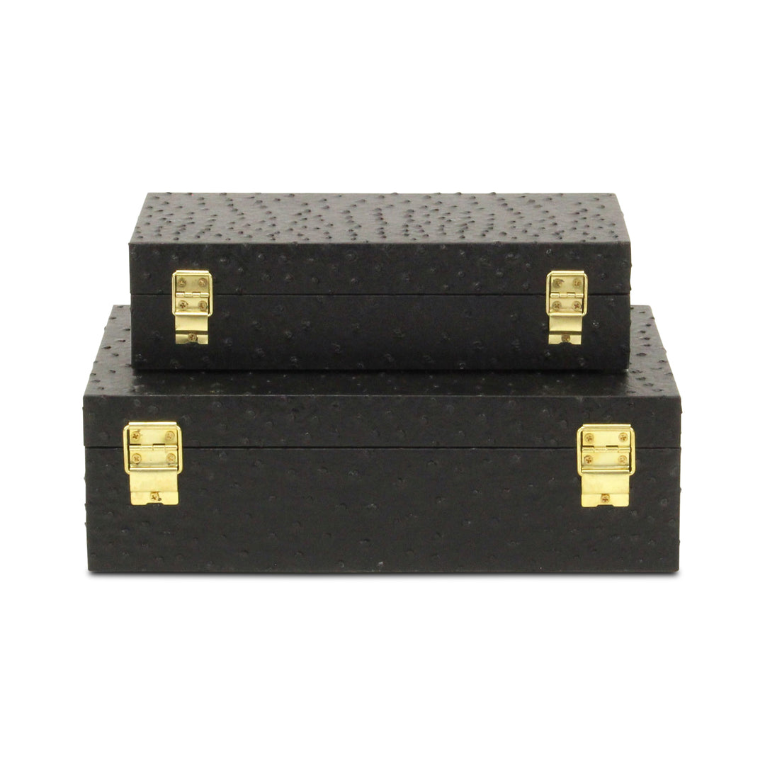 6053-2BKOS - Canorus Ostritch Pattern Box Set - Black