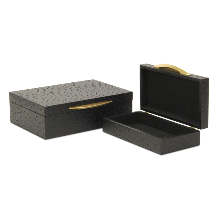 6053-2BKOS - Canorus Ostritch Pattern Box Set - Black