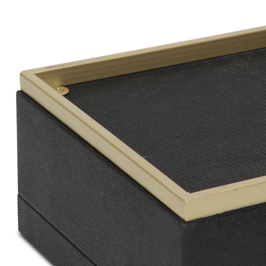 6054-2BK - Zynova Rectangle Shagreen Boxes - Black