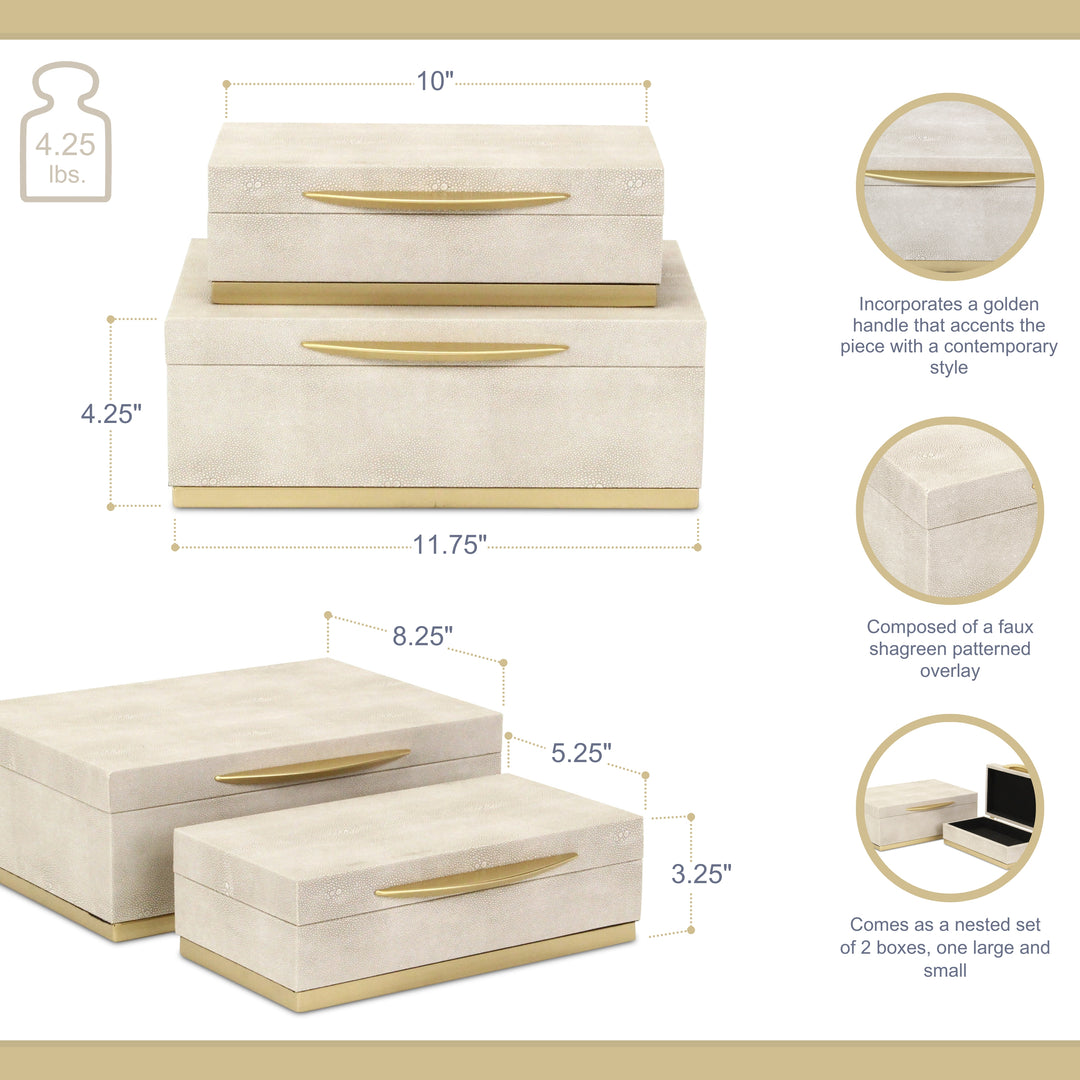 6054-2 - Zynova Rectangle Shagreen Boxes