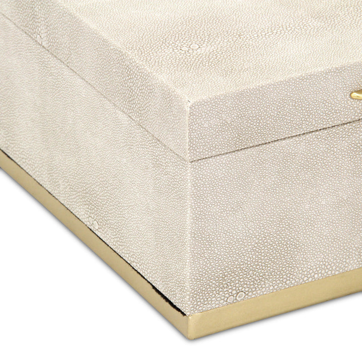 6054-2CR - Zynova Rectangle Shagreen Boxes - Cream