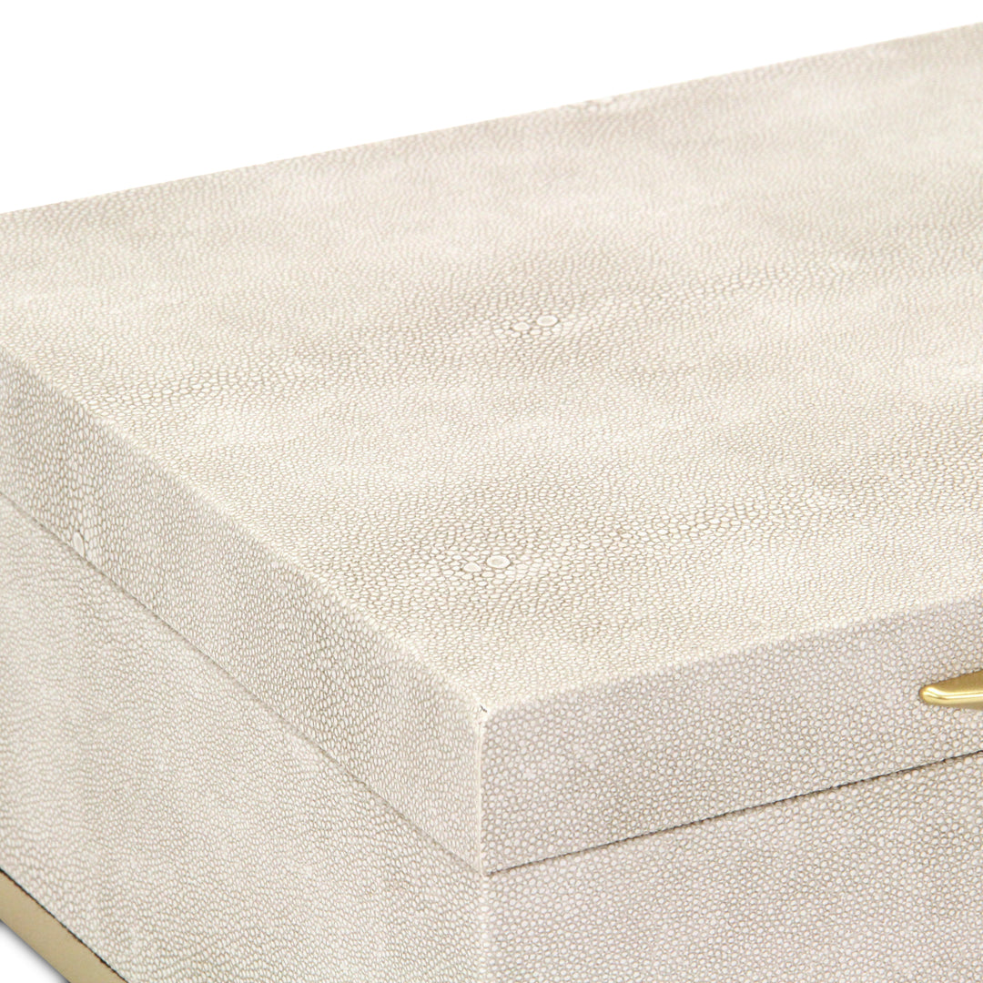 6054-2CR - Zynova Rectangle Shagreen Boxes - Cream