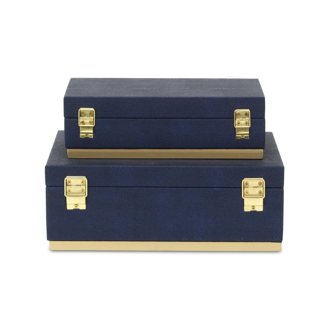 6054-2NB - Zynova Rectangle Shagreen Boxes - Blue