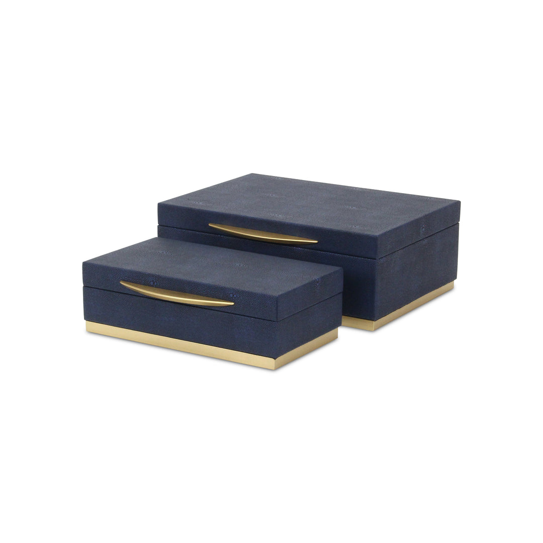 6054-2NB - Zynova Rectangle Shagreen Boxes - Blue