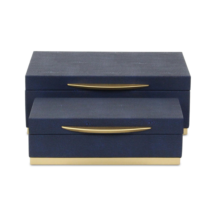 6054-2NB - Zynova Rectangle Shagreen Boxes - Blue