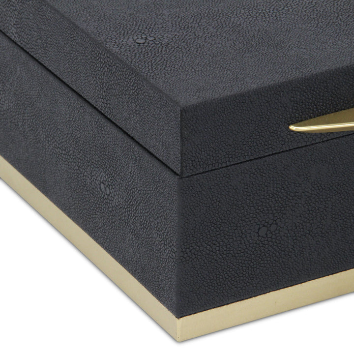 6055-2BK - Zynova Square Shagreen Boxes - Black