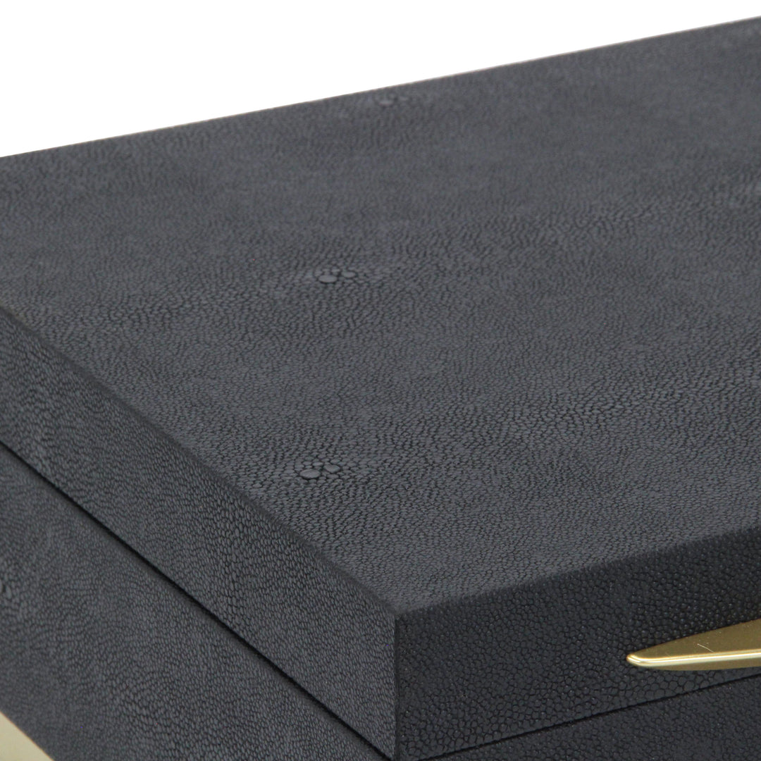 6055-2BK - Zynova Square Shagreen Boxes - Black