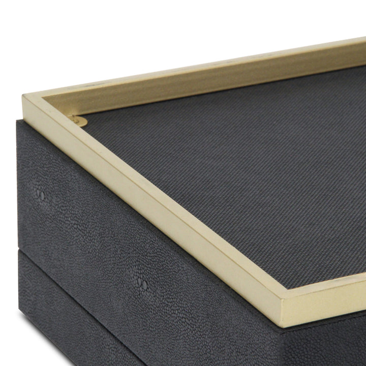 6055-2BK - Zynova Square Shagreen Boxes - Black