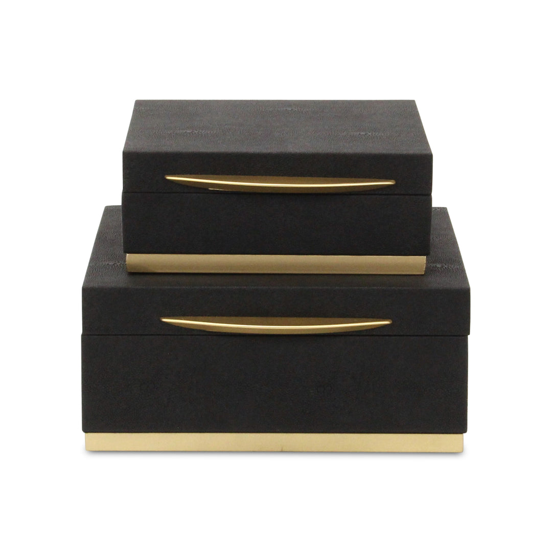 6055-2BK - Zynova Square Shagreen Boxes - Black