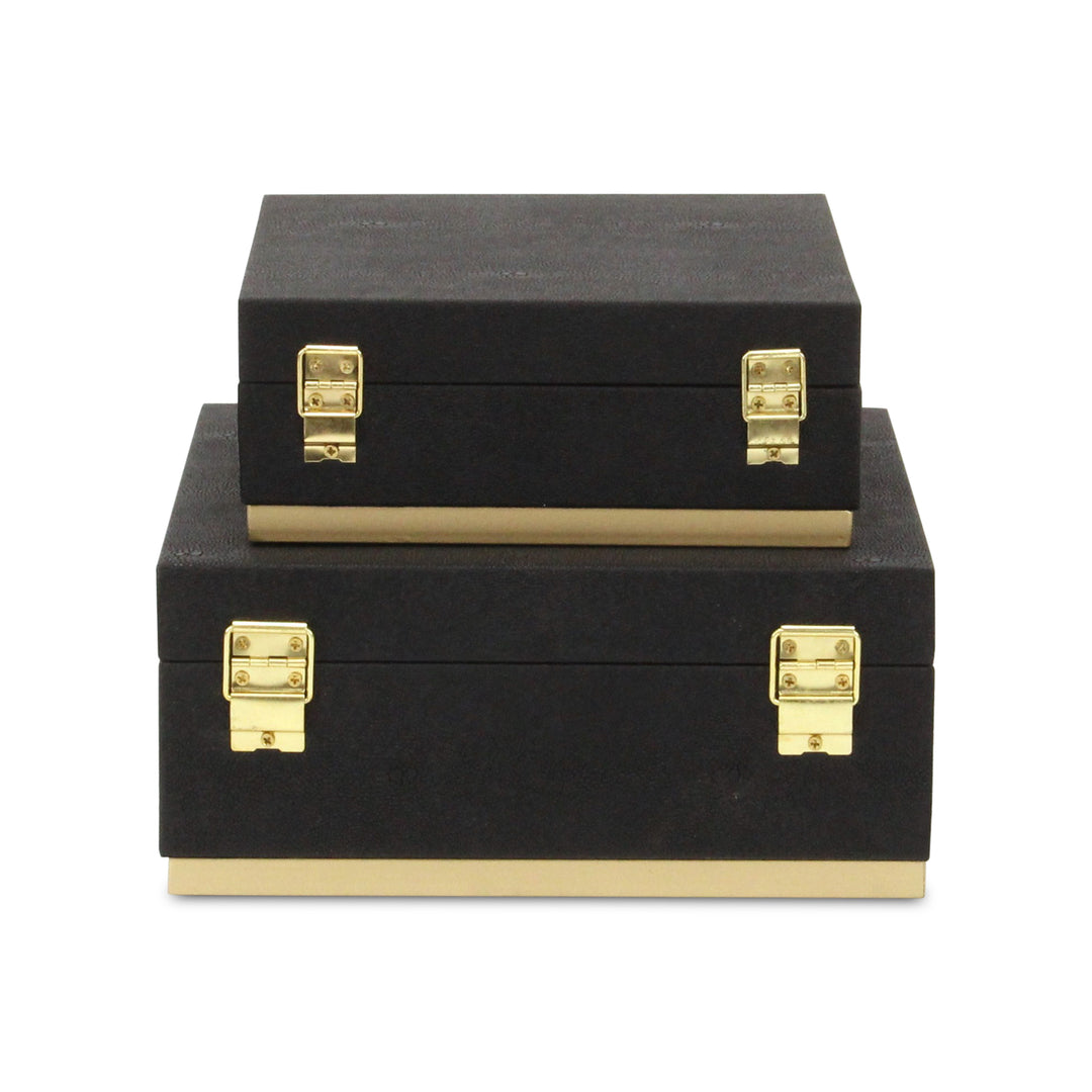 6055-2BK - Zynova Square Shagreen Boxes - Black