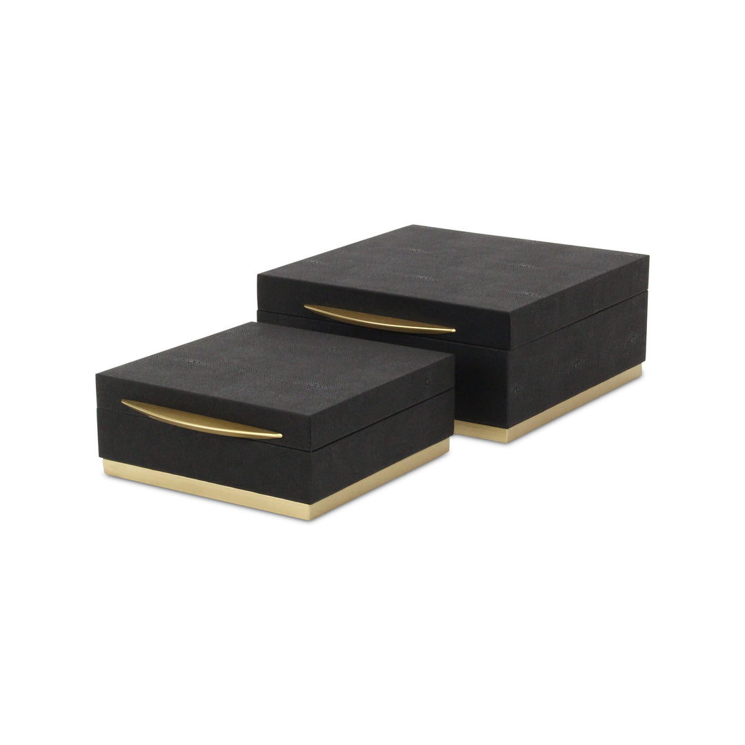 6055-2BK - Zynova Square Shagreen Boxes - Black