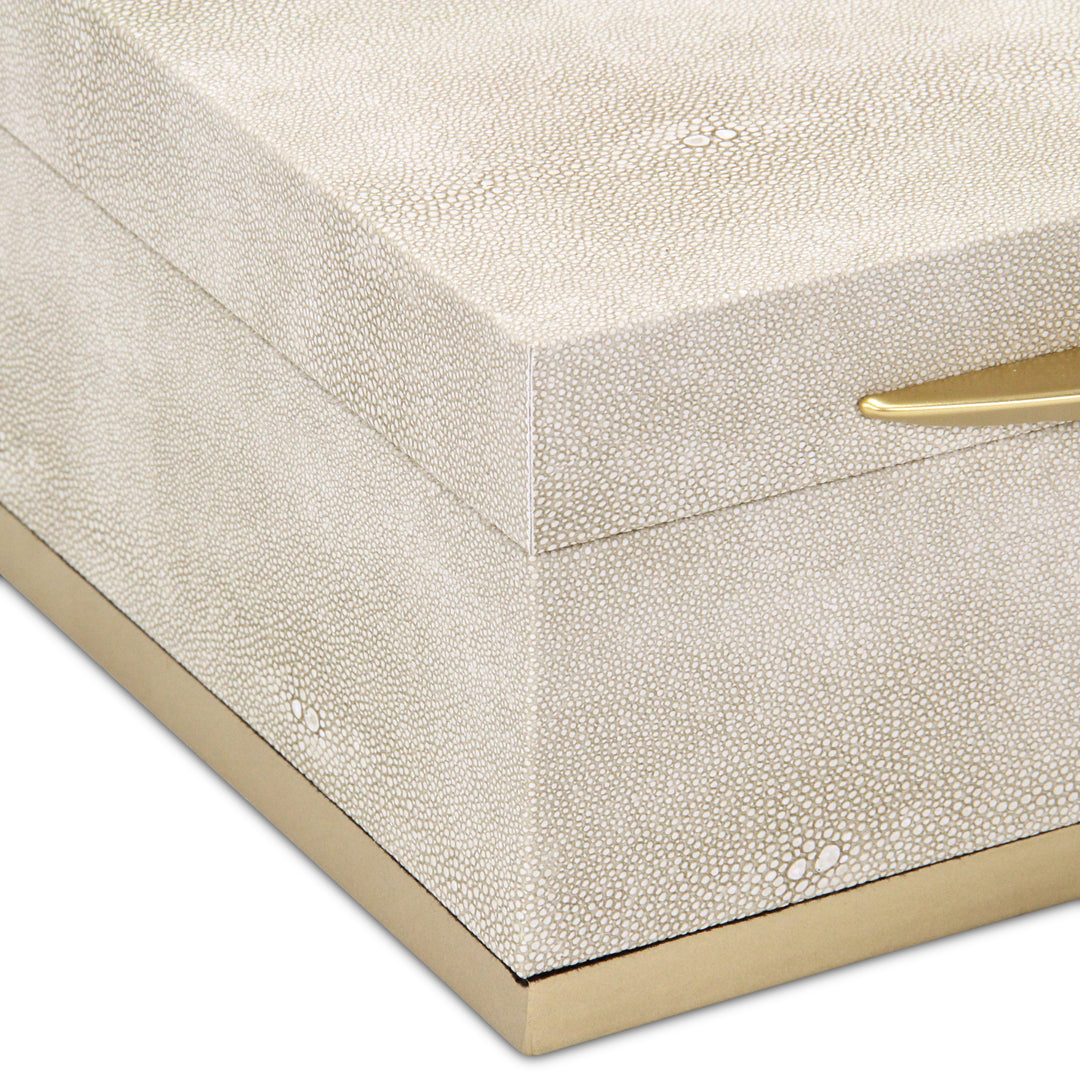 6055-2CR - Zynova Square Shagreen Boxes - Cream