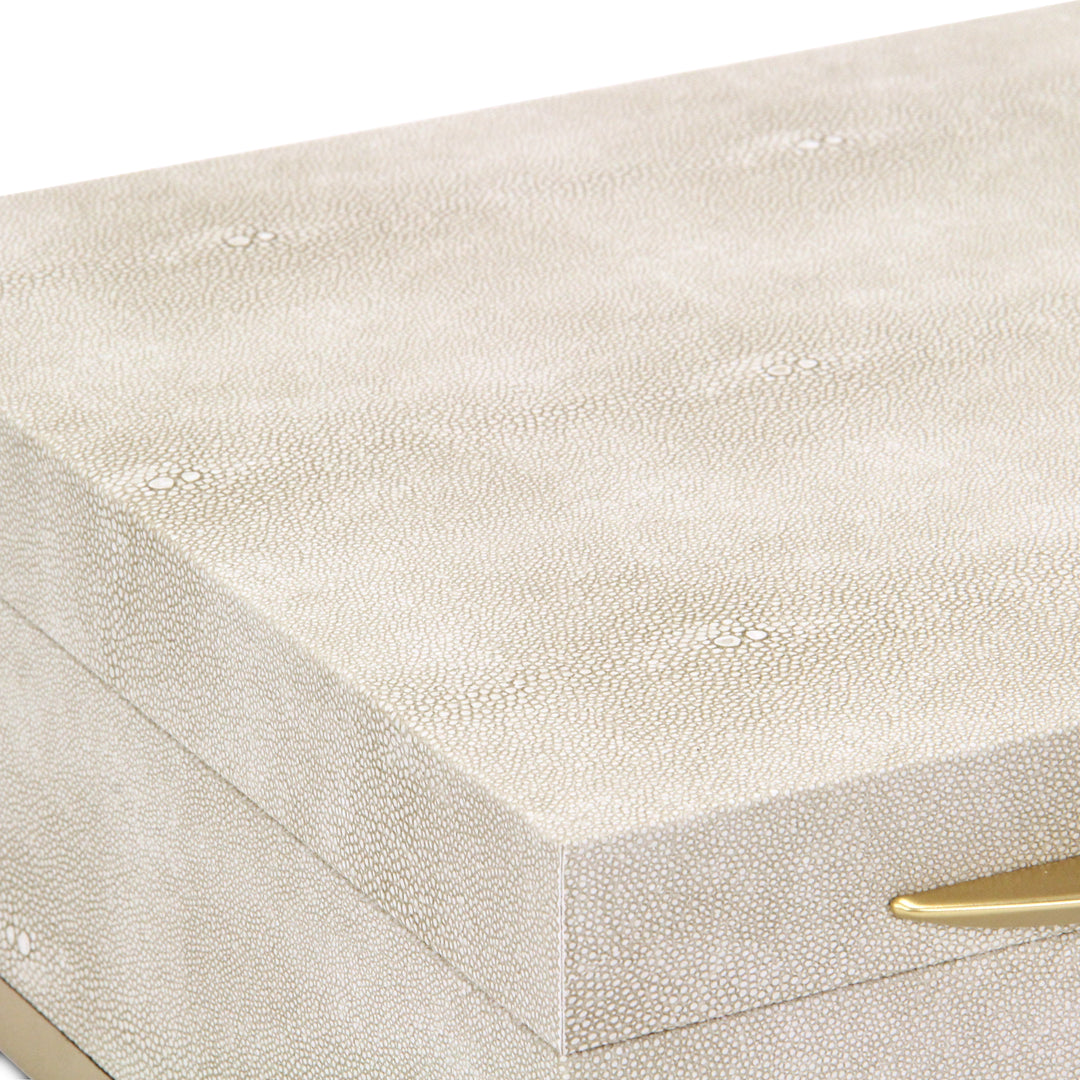 6055-2CR - Zynova Square Shagreen Boxes - Cream