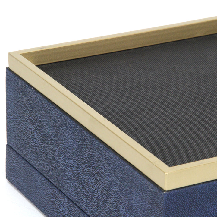 6055-2NB - Zynova Square Shagreen Boxes - Blue