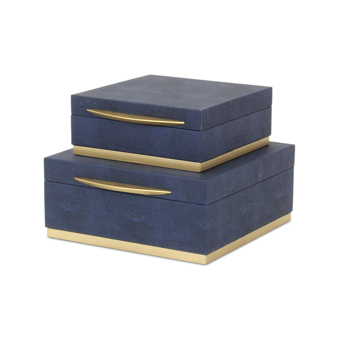 6055-2NB - Zynova Square Shagreen Boxes - Blue