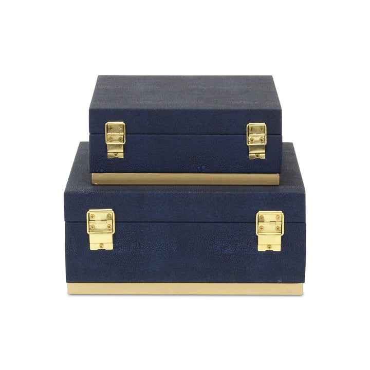 6055-2NB - Zynova Square Shagreen Boxes - Blue