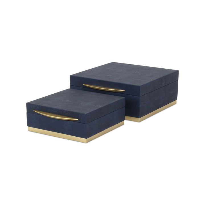 6055-2NB - Zynova Square Shagreen Boxes - Blue