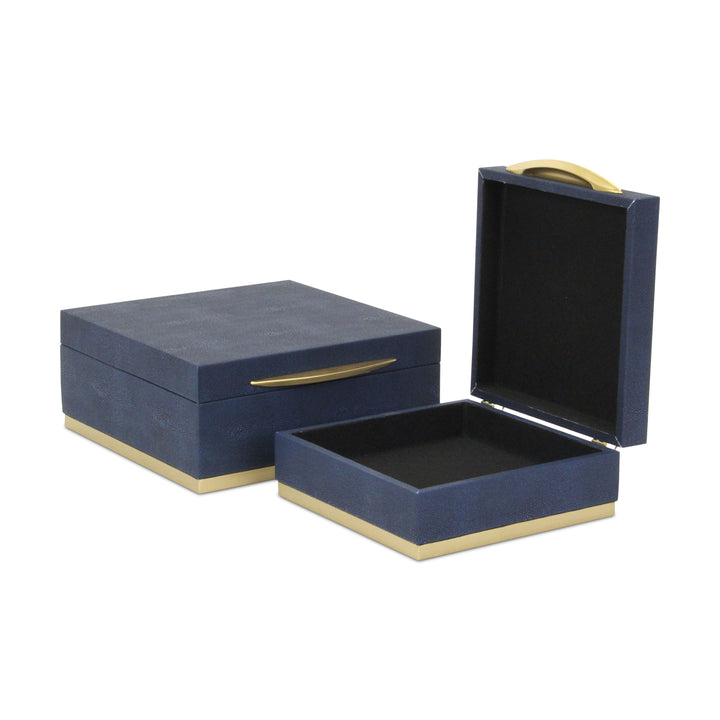 6055-2NB - Zynova Square Shagreen Boxes - Blue