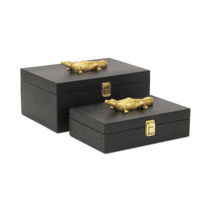 6061-2CRBK - Canorus Faux Croco Box Set - Black