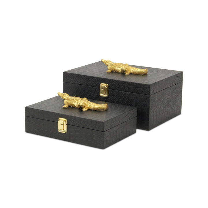 6061-2CRBK - Canorus Faux Croco Box Set - Black